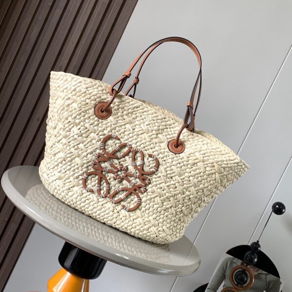 Loewe palm leaf and leather woven bag,