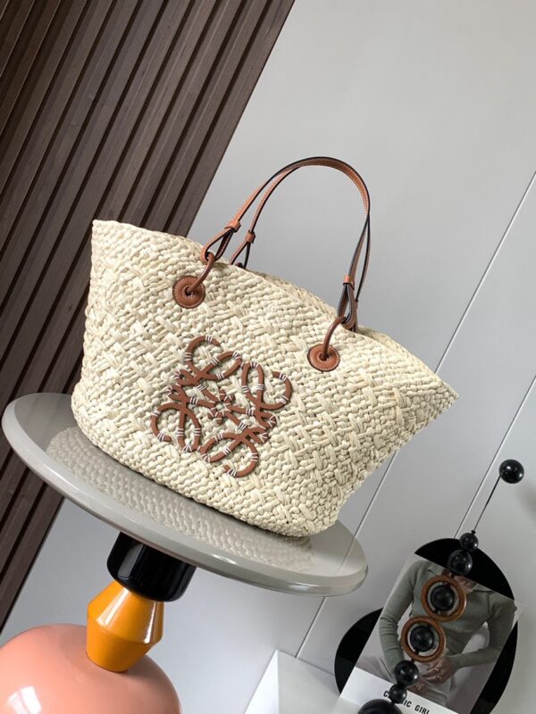 Loewe palm leaf and leather woven bag,