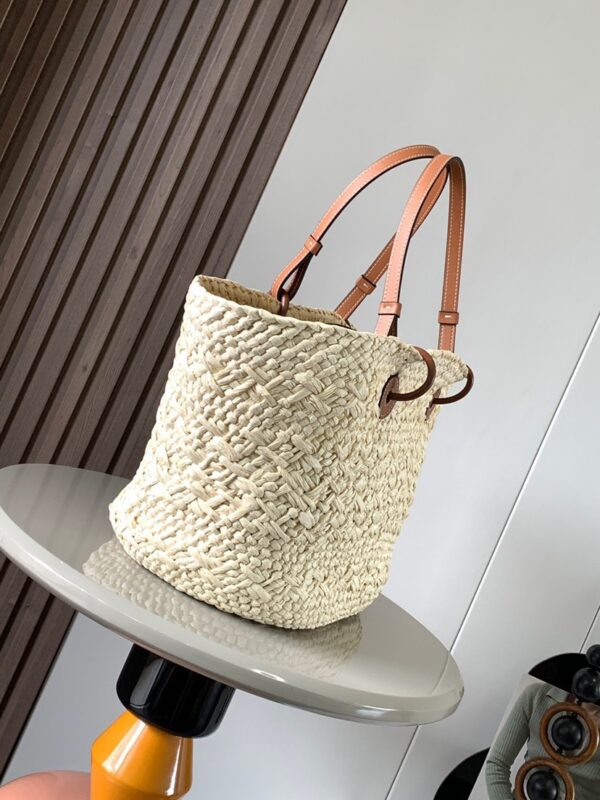 Loewe palm leaf and leather woven bag,