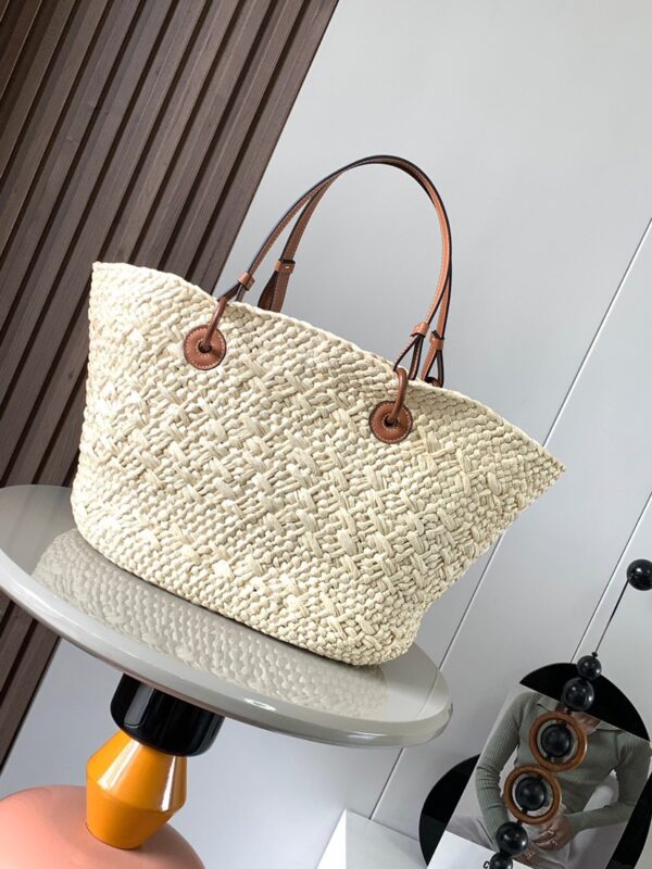 Loewe palm leaf and leather woven bag,