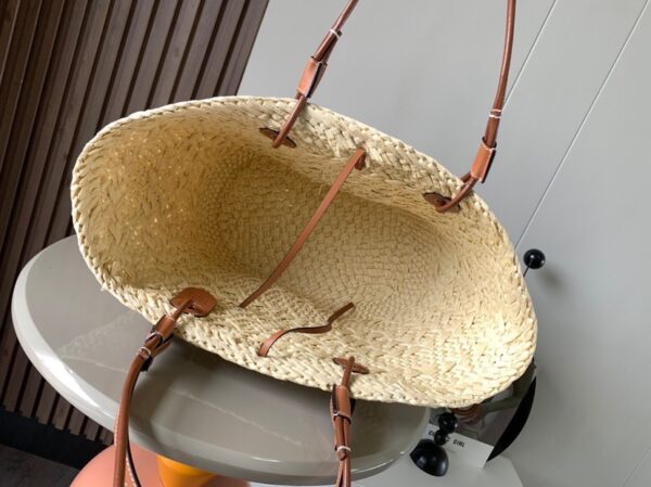 Loewe palm leaf and leather woven bag,
