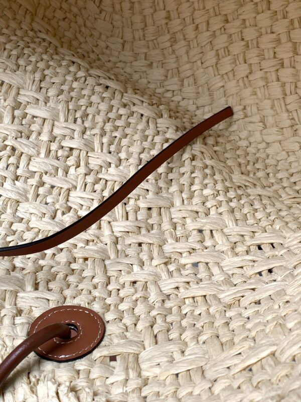 Loewe palm leaf and leather woven bag,