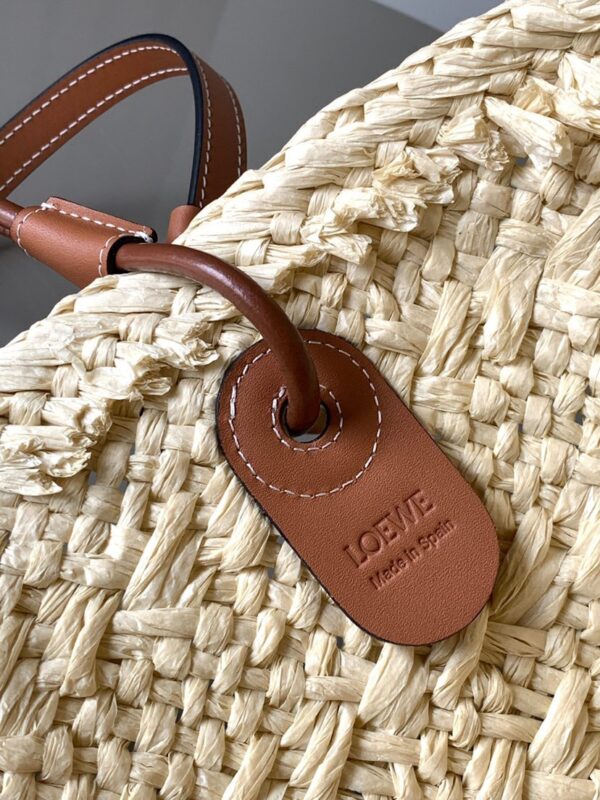 Loewe palm leaf and leather woven bag,