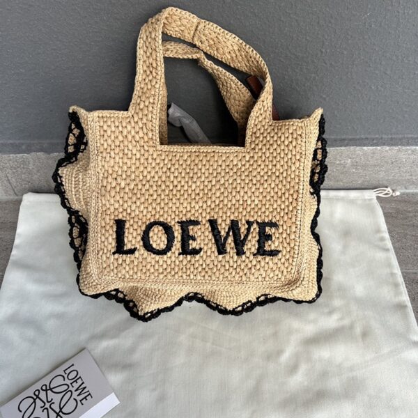 LO℮w℮🌟New🆕Small Raffia Font Tote Handbag