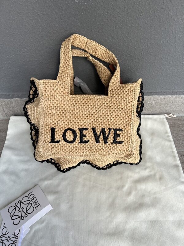 LO℮w℮🌟New🆕Small Raffia Font Tote Handbag