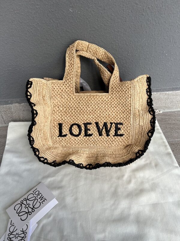 LO℮w℮🌟New🆕Small Raffia Font Tote Handbag